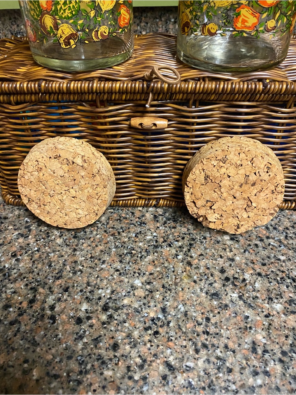 Vintage Spice of Life Glass Canister Set with Cork Lids Mushroom/Veggie Motif - Picture 5 of 9
